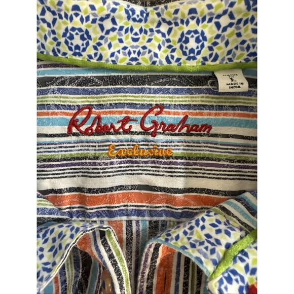 Robert Graham Men's L Rainbow Stripe Flip Cuff Button Up Shirt Exclusive - Picture 3 of 8